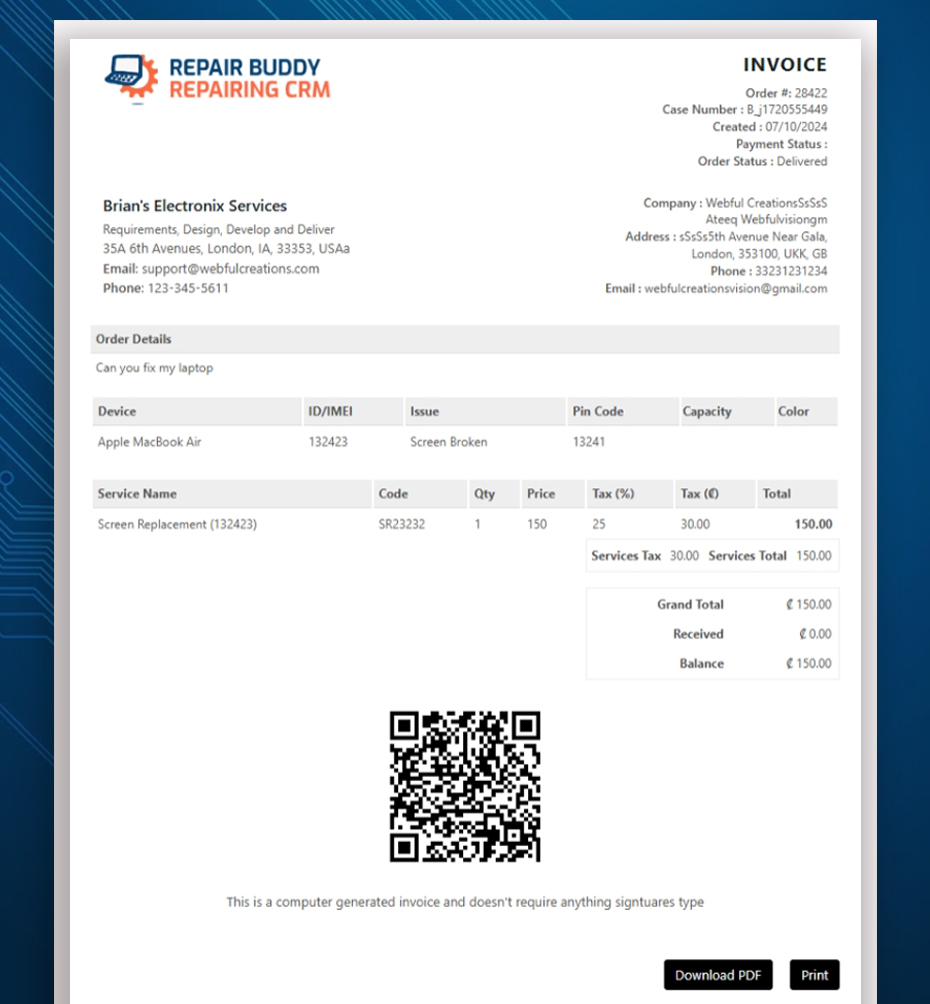 Repair Invoice items based