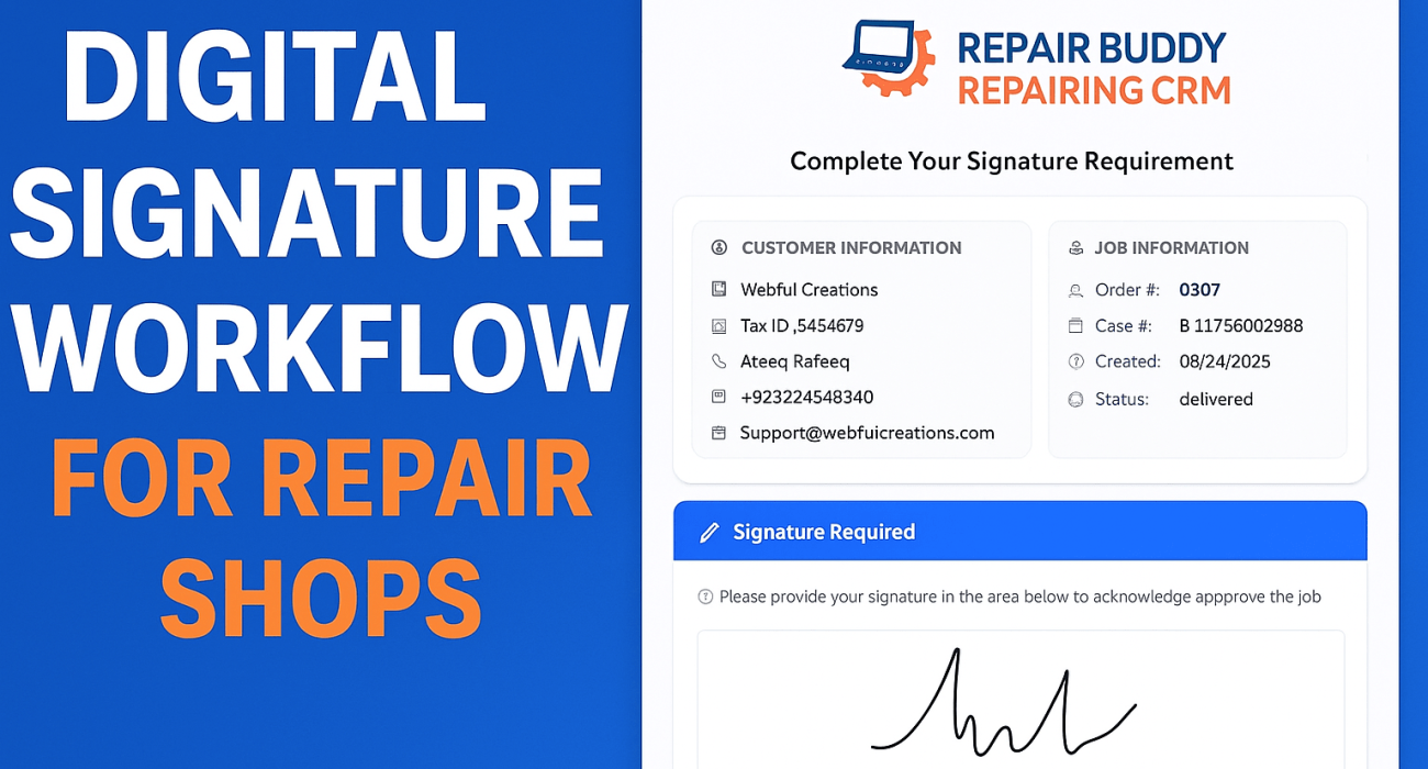digital signature workflow for repair shops powered by RepairBuddy