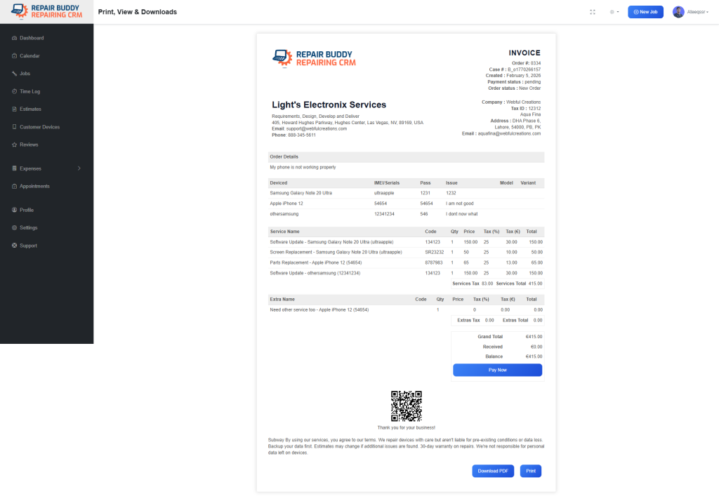 Invoicing Tools for Repair Services