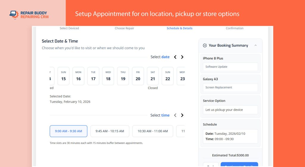 Setup warranty claim appointment easily