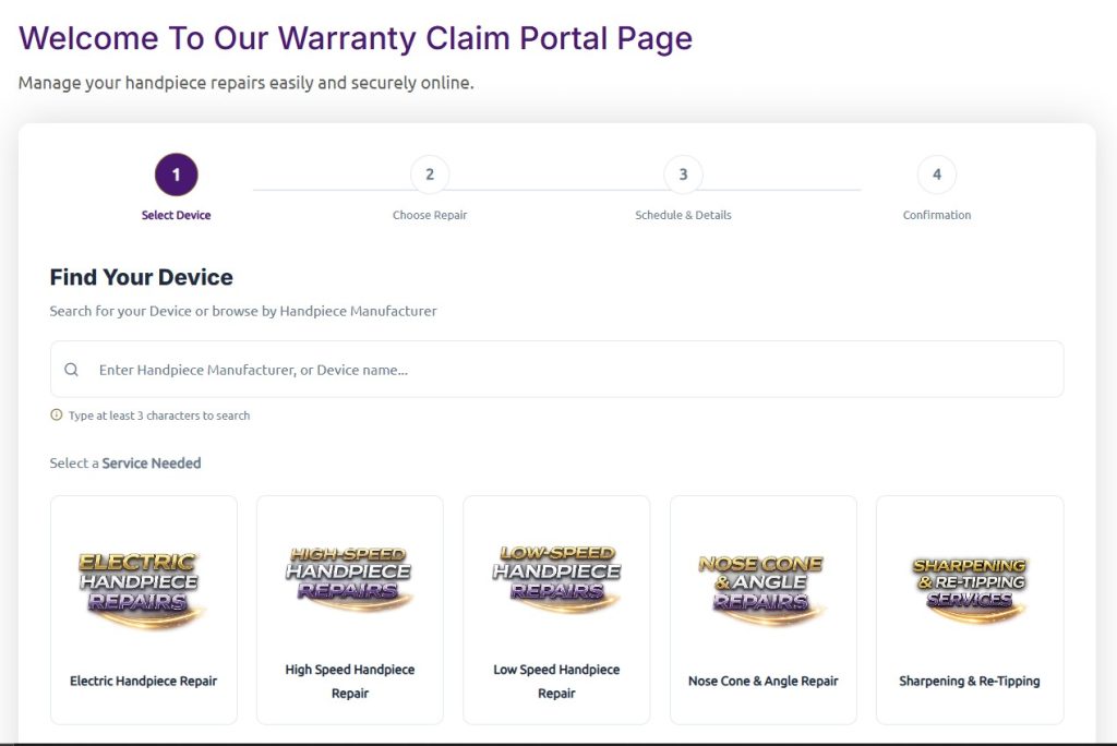 Warranty claim booking form in RepairBuddy