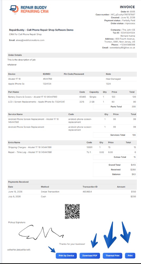 24 - print invoice and provide to customer