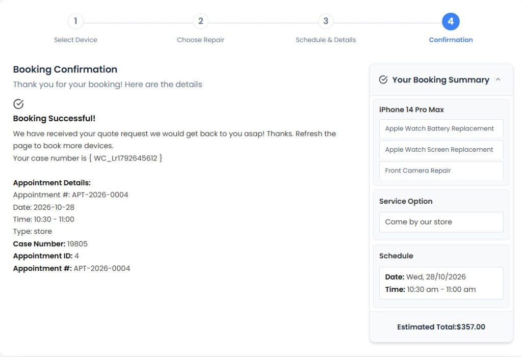 9 - Booking confirmation on successful booking