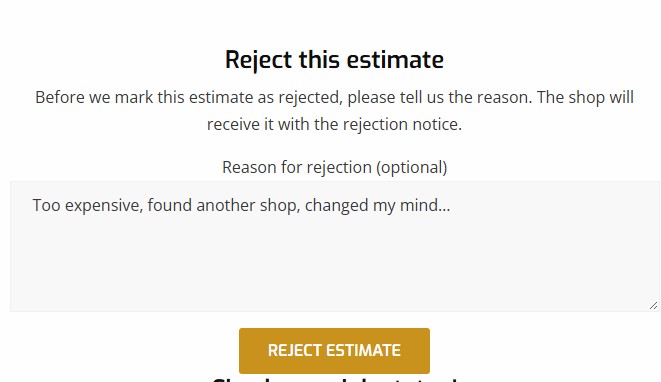 collect estimate rejection reason for understanding